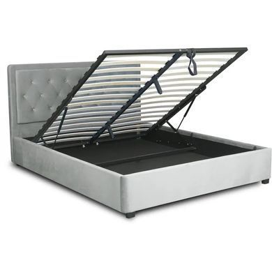 Ліжко двоспальне оксамитове MEBEL ELITE CROS Velvet 160x200 см Сірий фотографія