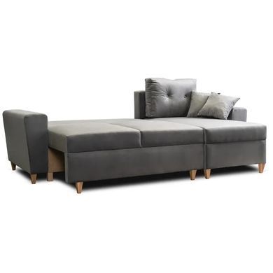 Угловой диван универсальный бархатный MEBEL ELITE MATEO Velvet 248 см Серый Правый фотография