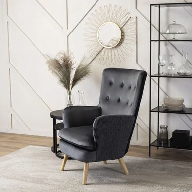 Крісло м'яке оксамитове MEBEL ELITE SANTOS Velvet Сірий фотографія