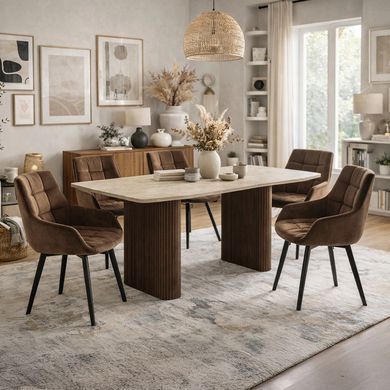 Стол MEBEL ELITE ARAMIS 180х90 Травертин/Орех фотография