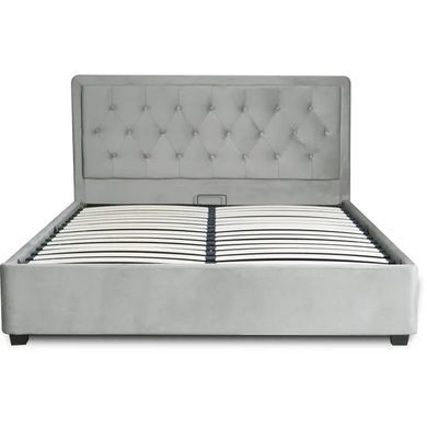 Ліжко двоспальне оксамитове MEBEL ELITE CROS Velvet 160x200 см Сірий фотографія