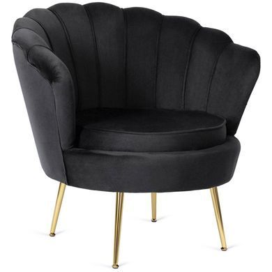 Крісло м'яке з підставкою MEBEL ELITE GRAND Velvet Чорний фотографія