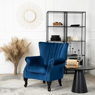 Крісло м'яке оксамитове MEBEL ELITE MALLO Velvet Синій фотографія