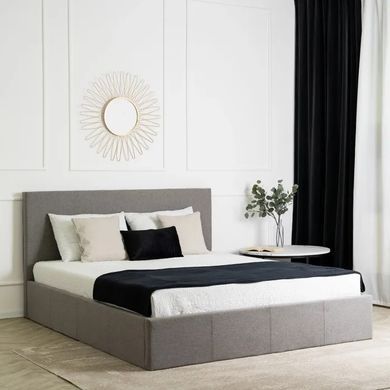 Ліжко двоспальне MEBEL ELITE MELIA, 160x200 см тканина Сірий фотографія
