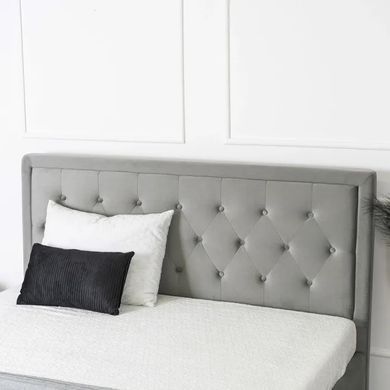 Ліжко двоспальне оксамитове MEBEL ELITE CROS Velvet 160x200 см Сірий фотографія