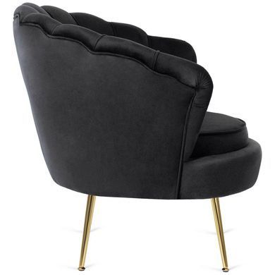 Крісло м'яке з підставкою MEBEL ELITE GRAND Velvet Чорний фотографія