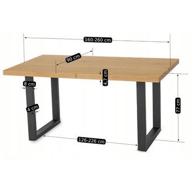 Комплект стол раскладной MEBEL ELITE EDWIN 120(160)х90 см Дуб золотой Черный +4 стула CORK Серый фотография