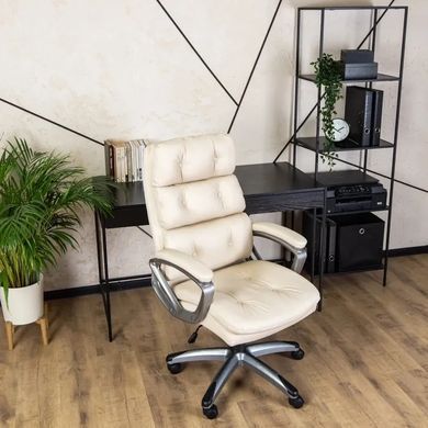 Стул офисный вращающийся MEBEL ELITE STRATO Экокожа Кремовый фотография
