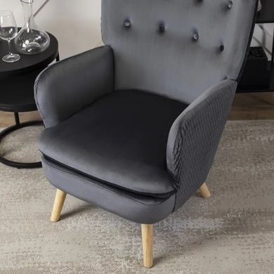 Крісло м'яке оксамитове MEBEL ELITE SANTOS Velvet Сірий фотографія