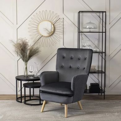 Крісло м'яке оксамитове MEBEL ELITE SANTOS Velvet Сірий фотографія