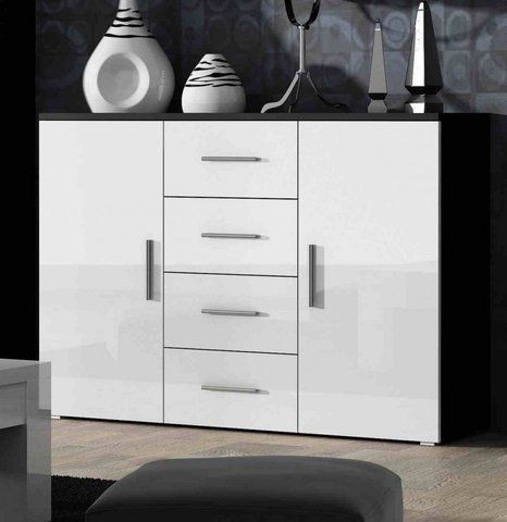 Комод UNI Cama 132 Чорний Мат / Білий Глянець фотографія