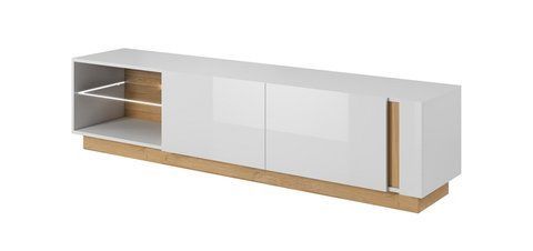 Тумба под телевизор Perfect Home Арко/Arco 2-дверная 2D/187 Белый глянец/дуб грандсон фотография
