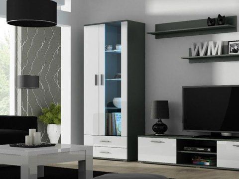 Витрина SOHO S6 2D2S Cama 192 Серый Мат / Белый Глянец фотография