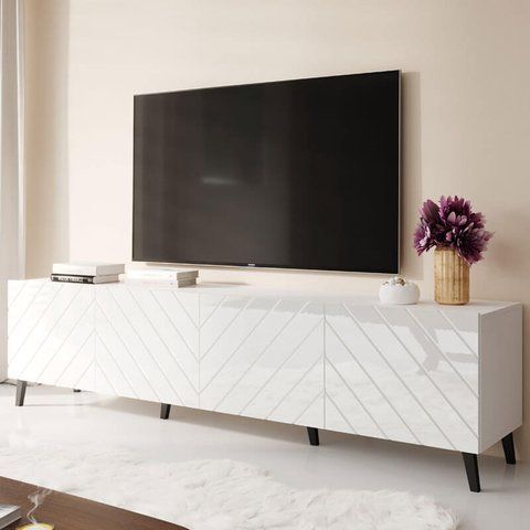 ТВ Тумба ABETO RTV Cama 200 Белый мат/ Белый глянец фотография