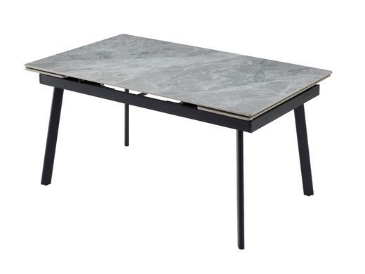 Керамический стол TM-98 VETRO 150(210)x90 бьянко каррара грей + черный фотография