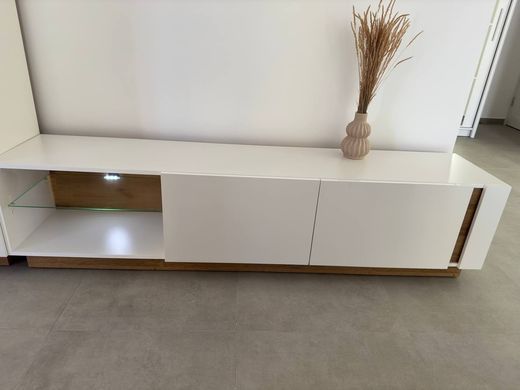 Тумба під телевізор Perfect Home Арко / Arco 2-дверна 2D/187 Білий глянець/дуб грандсон фотографія