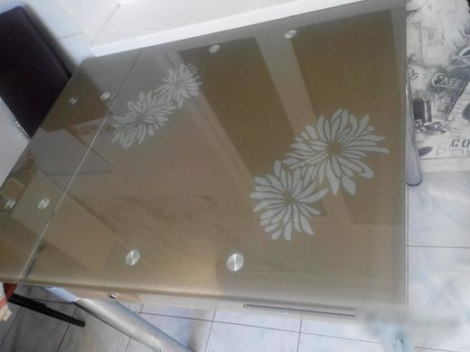 Стіл Скляний GD-082 Signal 80(131)x80 Темний Беж фотографія