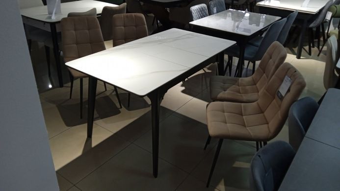 Стіл розкладний BERLIN CERAMIC Intarsio 111(140)x75 Білий Глянець Кераміка Чорний фотографія
