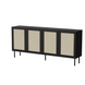 Комод JUTA 200 4D 200x40 Cama Чорний / Ротанг