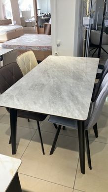 Стіл розкладний BERLIN CERAMIC Intarsio 111(140)x75 Сірий Глянець Кераміка Чорний фотографія