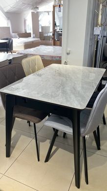 Стіл розкладний BERLIN CERAMIC Intarsio 111(140)x75 Сірий Глянець Кераміка Чорний фотографія