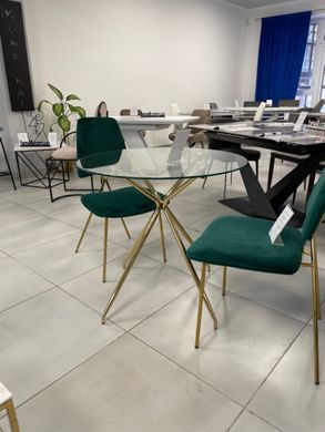 Стол стеклянный AZALIA Signal 80x80 Прозрачный / Золото фотография