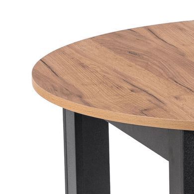 Стіл розкладний круглий MEBEL ELITE JAMES 103(223)х103 Дуб крафт/чорний фотографія