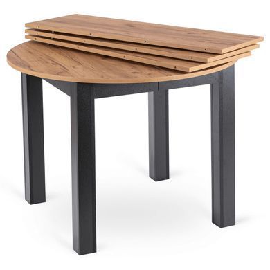 Стіл розкладний круглий MEBEL ELITE JAMES 103(223)х103 Дуб крафт/чорний фотографія