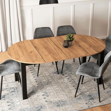 Стіл розкладний круглий MEBEL ELITE JAMES 103(223)х103 Дуб крафт/чорний фотографія