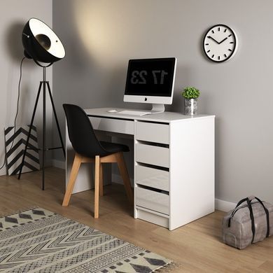 Стіл туалетний письмовий Perfect Home Ада / Ada 5S/120 з 5 шухядами Білий глянець фотографія