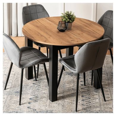Стіл розкладний круглий MEBEL ELITE JAMES 103(223)х103 Дуб крафт/чорний фотографія