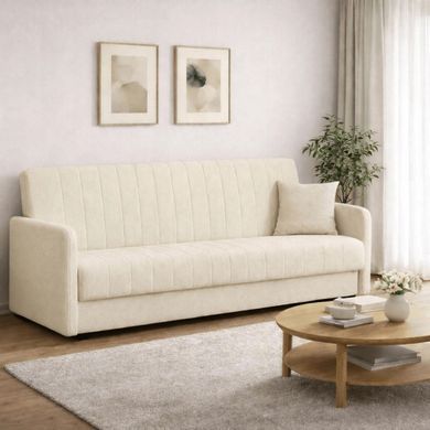 Диван розкладний MEBEL ELITE PORTO 198 см Світлий беж Букле фотографія