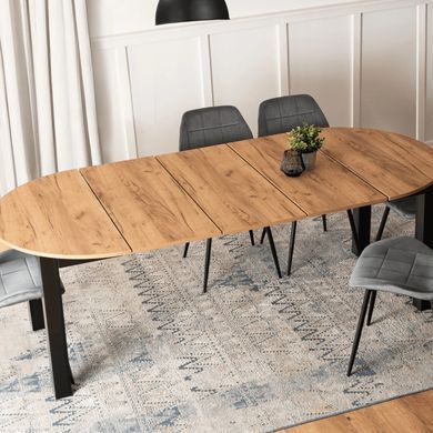Стіл розкладний круглий MEBEL ELITE JAMES 103(223)х103 Дуб крафт/чорний фотографія