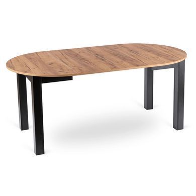 Стіл розкладний круглий MEBEL ELITE JAMES 103(223)х103 Дуб крафт/чорний фотографія