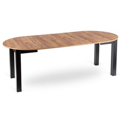Стіл розкладний круглий MEBEL ELITE JAMES 103(223)х103 Дуб крафт/чорний фотографія