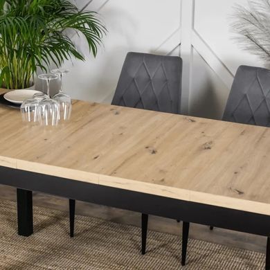 Стол раскладной MEBEL ELITE HUGO 160(230)х80 см Дуб артизан / Черный фотография