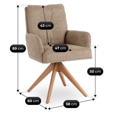 Стілець поворотний MEBEL ELITE BIANCO Коричневый фотографія