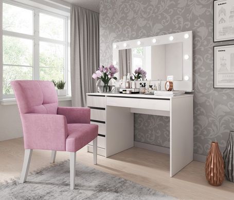 Стіл туалетний письмовий Perfect Home Ада / Ada 5S/120 з 5 шухядами Білий глянець фотографія