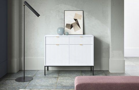 Комод Perfect Home Нова / Nova 2-дверний з 2 шухлядами і чорними ніжками KSZ104 Білий фотографія
