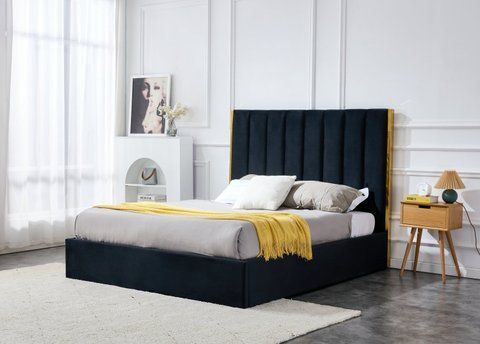 Кровать PALAZZO VELVET Halmar 160*200 Черный/золотой фотография