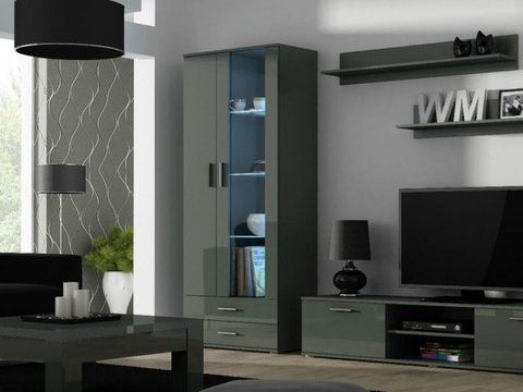 Витрина SOHO S6 2D2S Cama 192 Серый Мат / Серый Глянец фотография