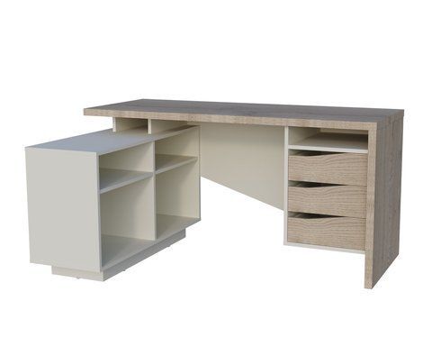Стіл письмовий CONNECT 3 L SK Intarsio 1575*786 дуб кремона котта/стоун бейж фотографія