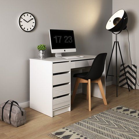 Стол туалетный письменный Perfect Home Ада/Ada 5S/120 с 5 ящиками Белый глянец фотография