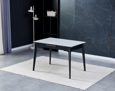 Стіл розкладний BERLIN CERAMIC Intarsio 111(140)x75 Сірий Глянець Кераміка Чорний фотографія