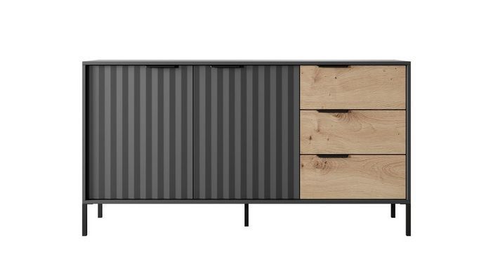 Комод Perfect Home Рейв/Rave 2-дверный с 3 ящиками 2D3S/153 Черный/дуб артизан фотография